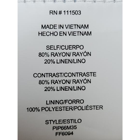 Fig & Flower Printed V-Neck Puff Sleeve Midi Dress Size Medium Linen Blend‎ - Picture 8 of 9